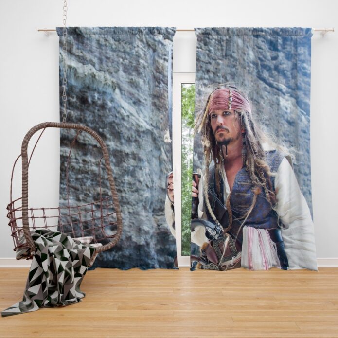 Jack Sparrow Johnny Depp in Pirates of the Caribbean On Stranger Tides Movie Window Curtain