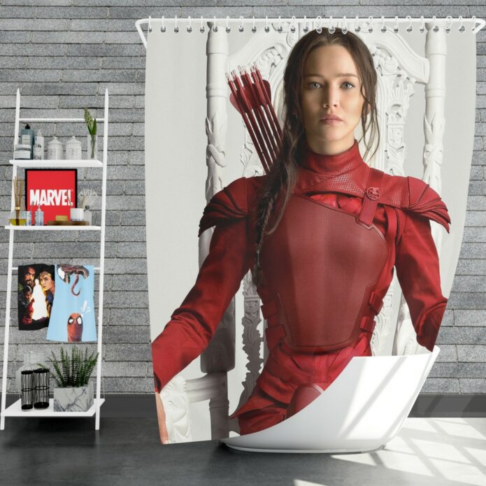 Katniss Everdeen Jennifer Lawrence in The Hunger Games Mockingjay Part 2 Movie Shower Curtain