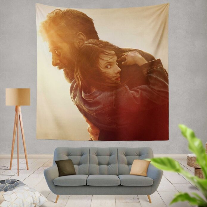 Logan Movie Dafne Keen Hugh Jackman Laura Kinney Marvel Comics Wall Hanging Tapestry