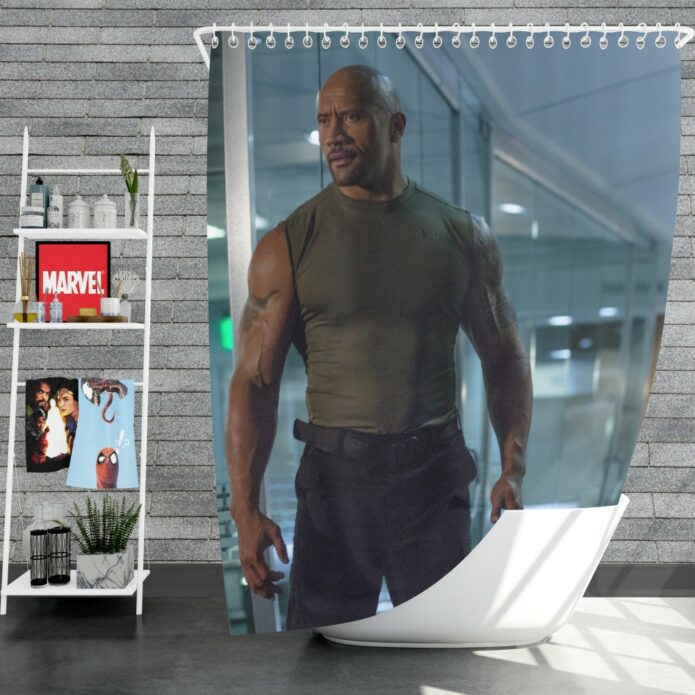 Luke Hobbs Dwayne Johnson in Furious 7 Fast & Furious Movie Shower Curtain