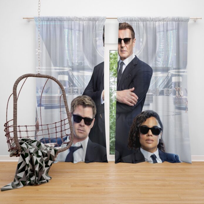 Men in Black International Movie Chris Hemsworth Liam Neeson Tessa Thompson Window Curtain