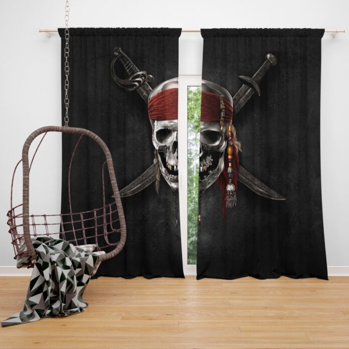 Pirates Of The Caribbean Movie Dead Skull Window Curtain