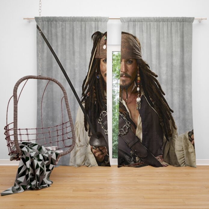 Pirates Of The Caribbean Movie Jack Sparrow Johnny Depp Window Curtain