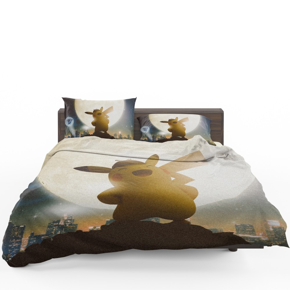 3D Pokemon Detective Pikachu Lovely Kids Bedding Set Duvet Cover Pillowcase Set 