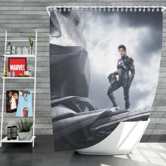 Power Rangers 2017 Movie Black Ranger Zack Taylor Zord Shower Curtain