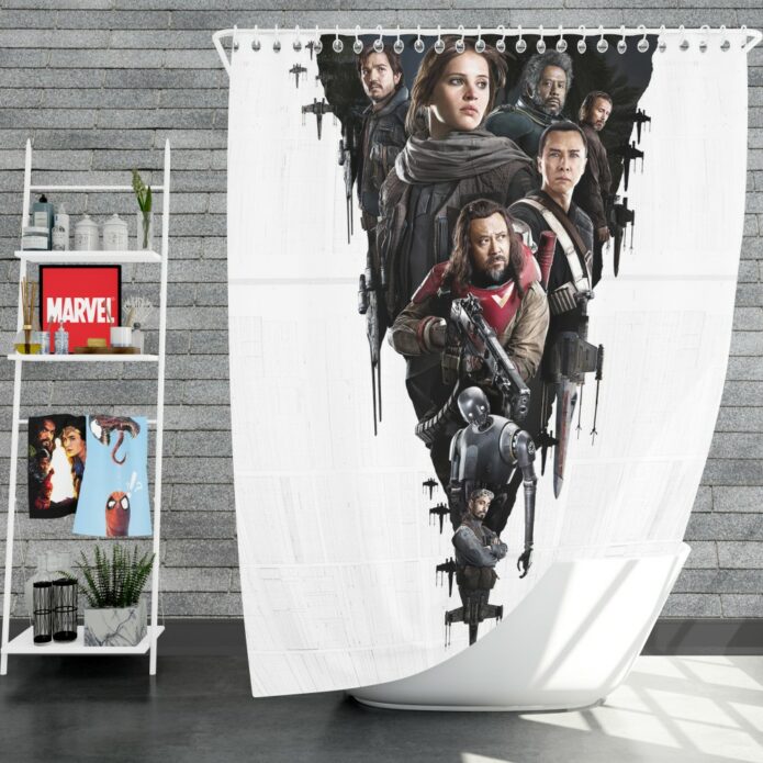 Rogue One A Star Wars Story Movie Baze Malbus Bodhi Rook Captain Cassian Andor Chirrut Îmwe Diego Luna Shower Curtain