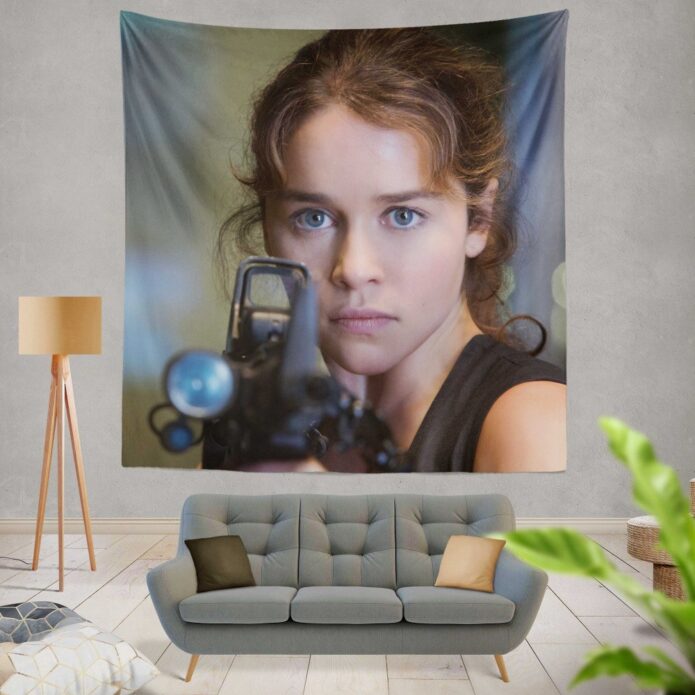 Sarah Connor Emilia Clarke in Terminator Genisys Movie Wall Hanging Tapestry