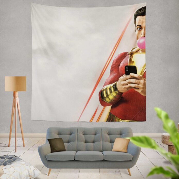 Shazam! Movie Bubble Gum Shazam DC Comics Zachary Levi Wall Hanging Tapestry