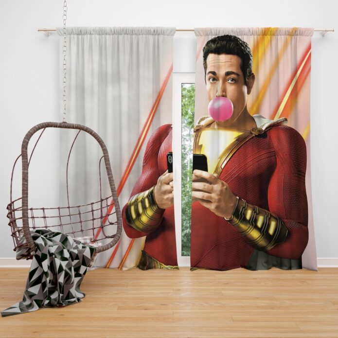 Shazam! Movie Bubble Gum Shazam DC Comics Zachary Levi Window Curtain