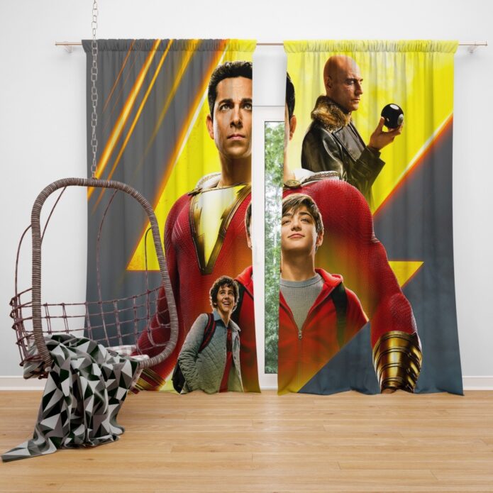 Shazam Movie DC Comics Zachary Levi Mark Strong Window Curtain