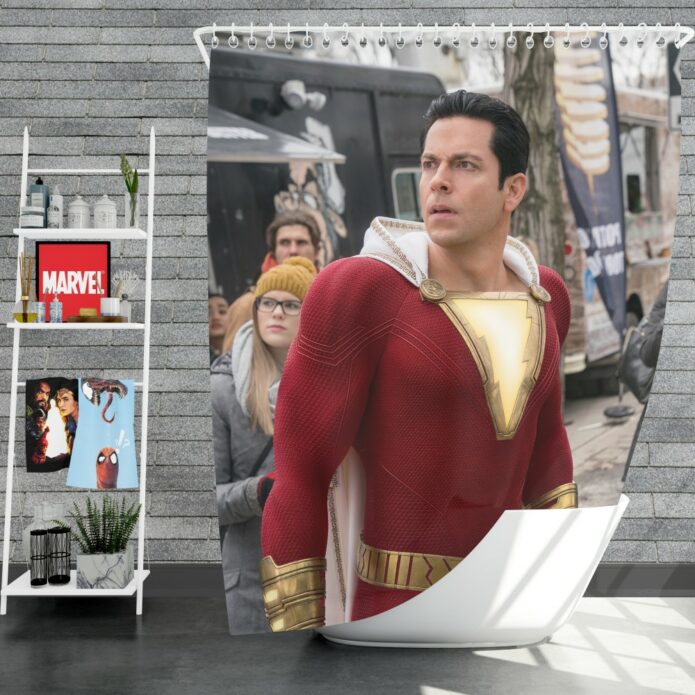 Shazam Movie Zachary Levi Jack Dylan Grazer Shower Curtain