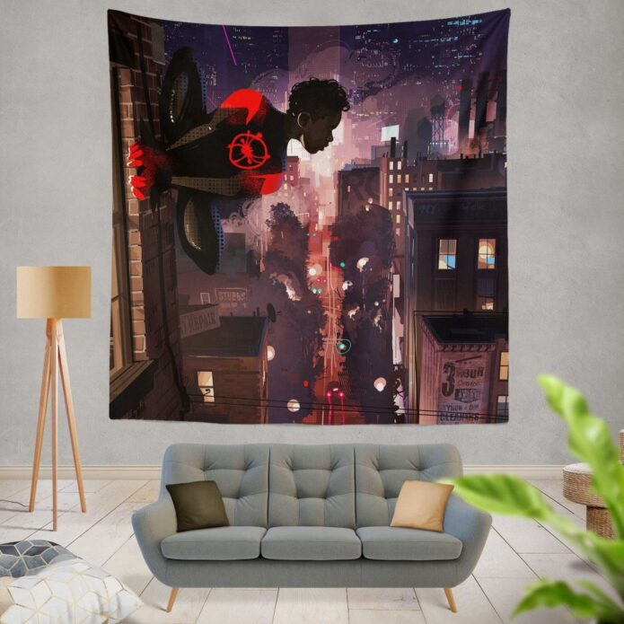Spider-Man Into The Spider-Verse Movie Marvel Comics Miles Morales Wall Hanging Tapestry