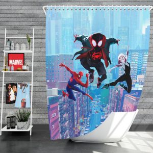 Spider-Man Into The Spider-Verse Movie Miles Morales Spider-Gwen Shower Curtain