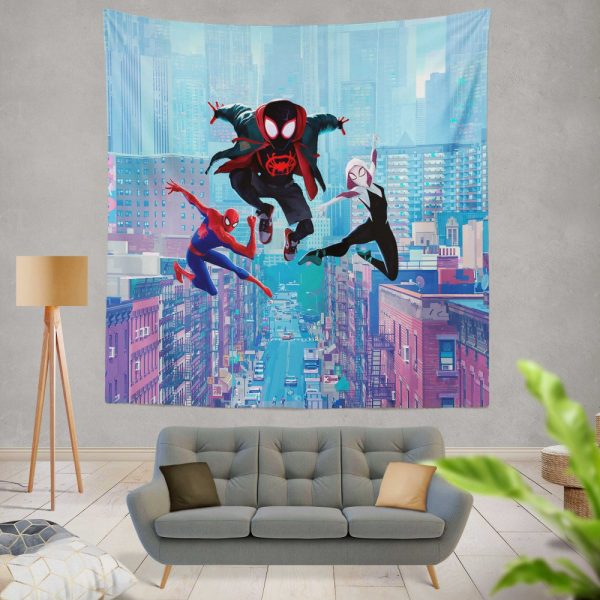 Spider-Man Into The Spider-Verse Movie Miles Morales Spider-Gwen Wall Hanging Tapestry