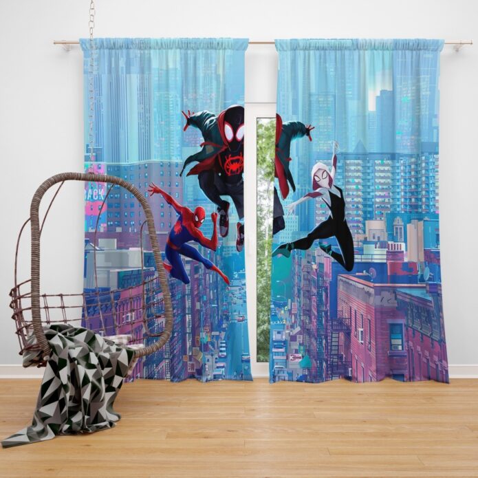 Spider-Man Into The Spider-Verse Movie Miles Morales Spider-Gwen Window Curtain