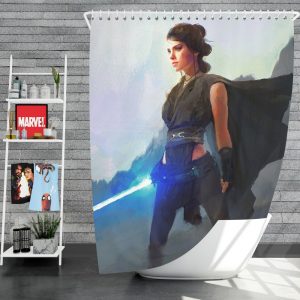 Star Wars Movie Artistic Daisy Ridley Jedi Lightsaber Rey Shower Curtain