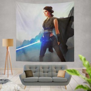 Star Wars Movie Artistic Daisy Ridley Jedi Lightsaber Rey Wall Hanging Tapestry
