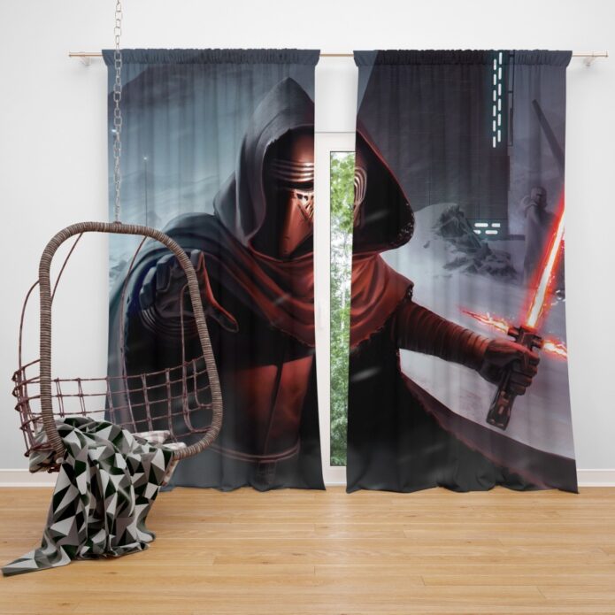 Star Wars Movie Kylo Ren Lightsaber Stormtrooper Window Curtain