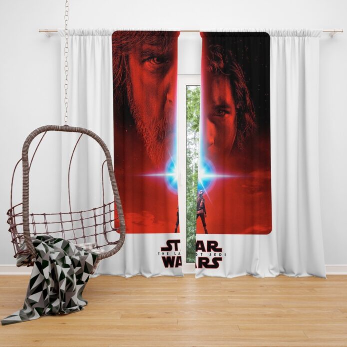 Star Wars The Last Jedi Movie Adam Driver Daisy Ridley Kylo Ren Luke Skywalker Mark Hamill Sci-Fi Space Window Curtain