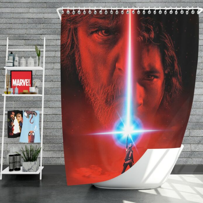 Star Wars The Last Jedi Movie Adam Driver Daisy Ridley Kylo Ren Luke Skywalker Mark Hamill Shower Curtain
