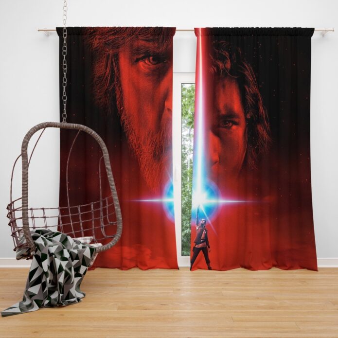 Star Wars The Last Jedi Movie Adam Driver Daisy Ridley Kylo Ren Luke Skywalker Mark Hamill Window Curtain