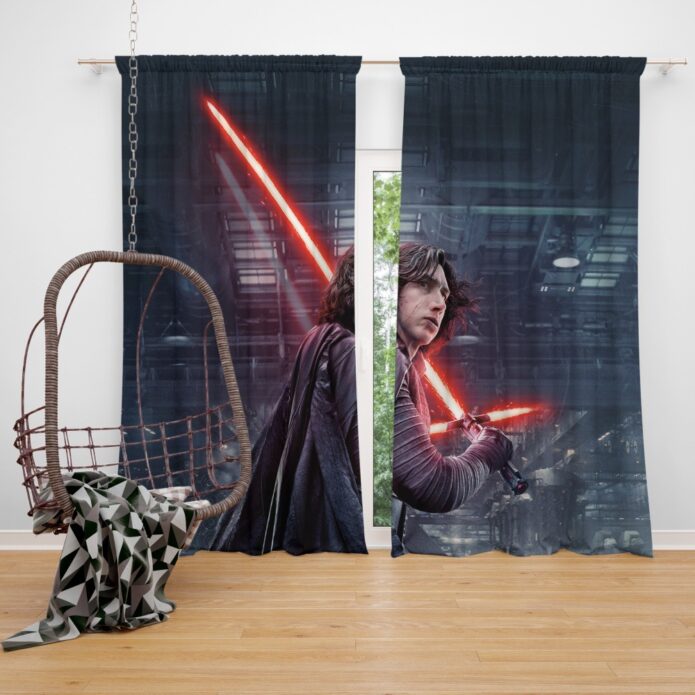 Star Wars The Last Jedi Movie Adam Driver Kylo Ren Window Curtain