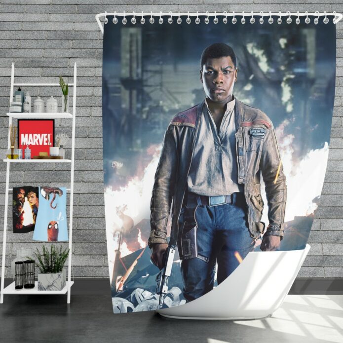 Star Wars The Last Jedi Movie Finn John Boyega Shower Curtain