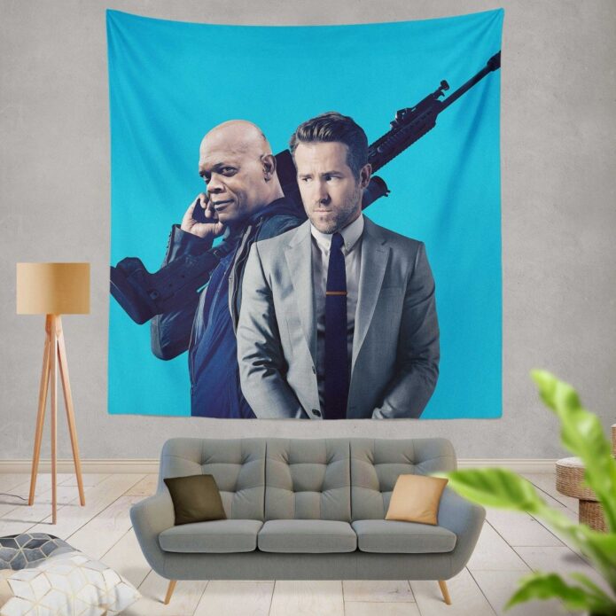 The Hitman's Bodyguard Movie Ryan Reynolds Samuel L Jackson Wall Hanging Tapestry