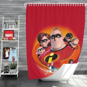 The Incredibles Movie Bob Parr Dash Parr Disney Elastigirl Helen Parr Shower Curtain