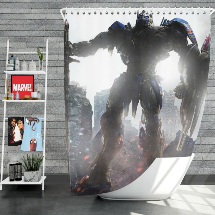 Transformers The Last Knight Movie Optimus Prime Robot Shield Sword Shower Curtain