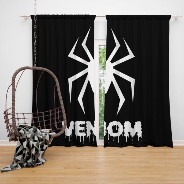 Venom Movie Black Shapes Symbol Venom Window Curtain