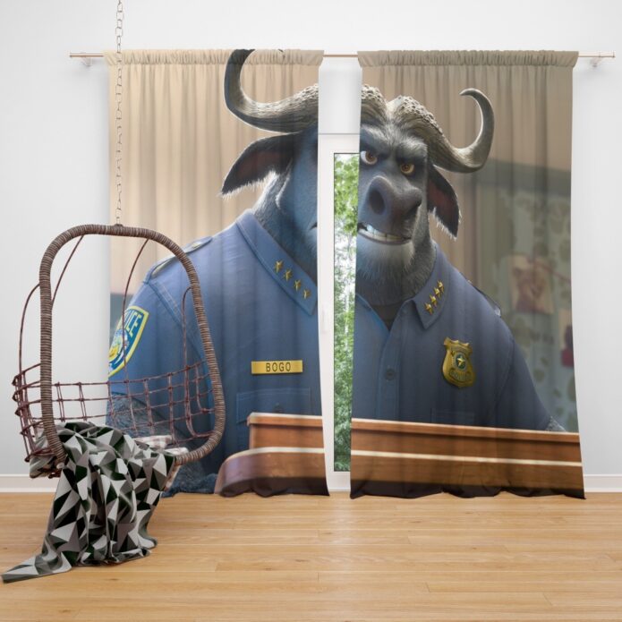 Zootopia Movie Chief Bogo Window Curtain