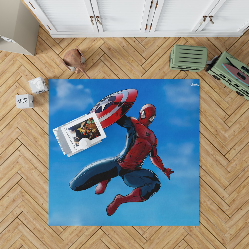 Captain America Civil War Movie Spider Man Bedroom Living Room Floor Carpet Rug