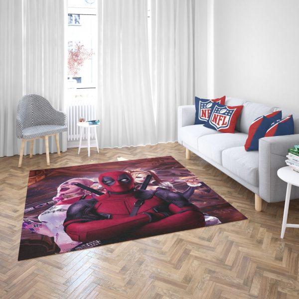 Deadpool and Harley Quinn Artwork Bedroom Living Room Floor Carpet Rug 3