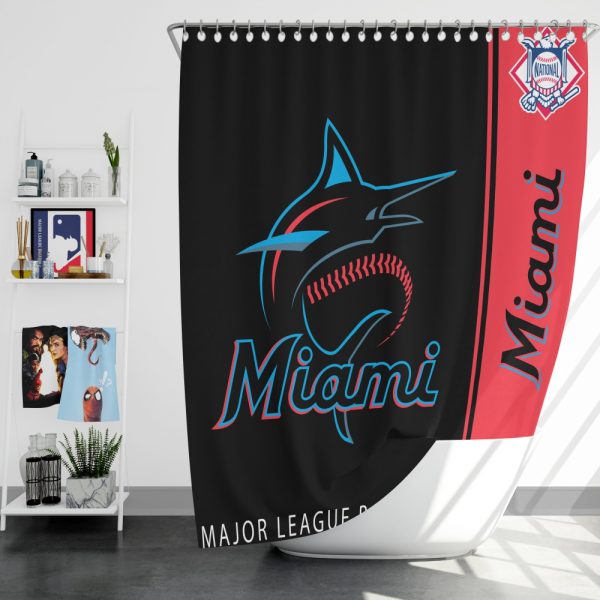 Miami Marlins MLB Baseball National League Bath Shower Curtain