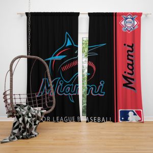 Miami Marlins MLB Baseball National League Window Curtain