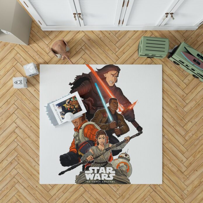 Star Wars Episode VII The Force Awakens Movie BB-8 Finn Kylo Ren Poe Dameron Bedroom Living Room Floor Carpet Rug 1