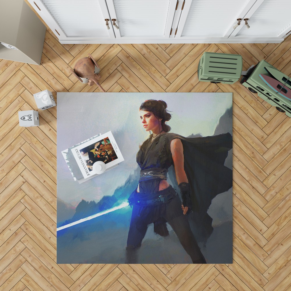 Star Wars Movie Artistic Daisy Ridley Jedi Lightsaber Rey Bedroom Living Room Floor Carpet Rug