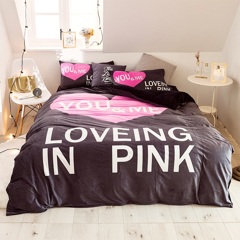 Pink Victoria Secret Bedding Set Queen For Girls