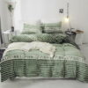 Victoria Secret Pink Queen Green Finch Velvet Bedding Set (1)