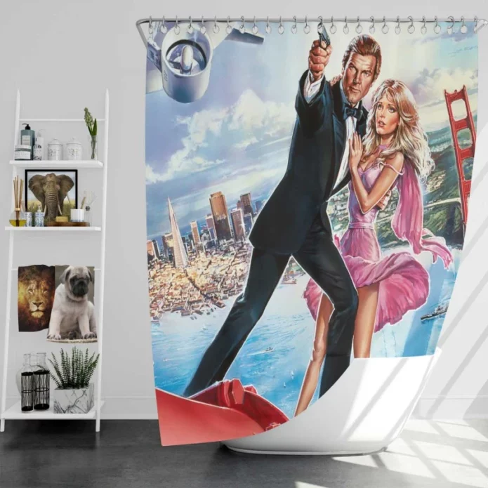 A View to a Kill James Bond Movie Poster Bath Shower Curtain