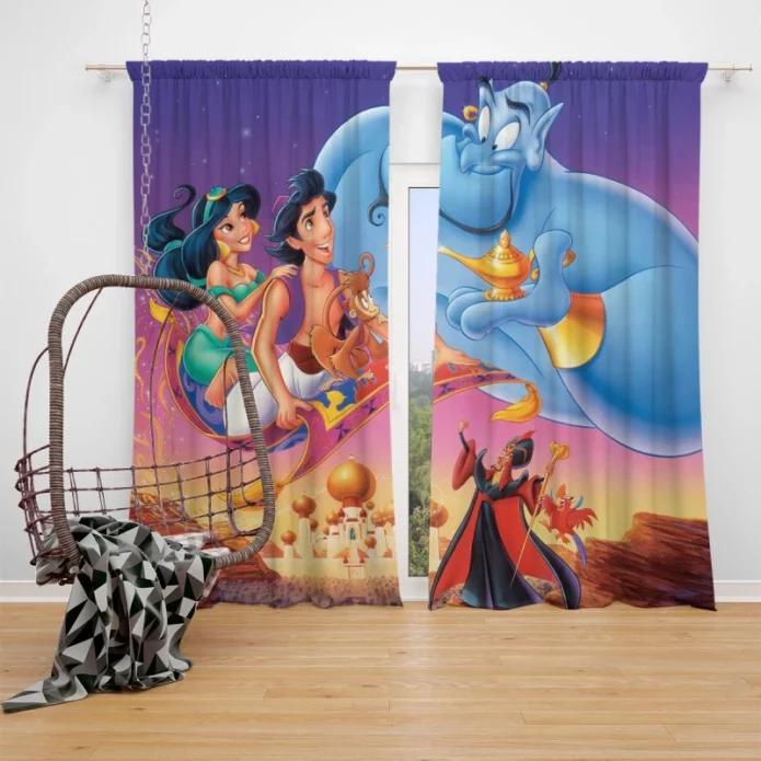 Aladdin Movie Disney Genie Princess Jasmine Window Curtain