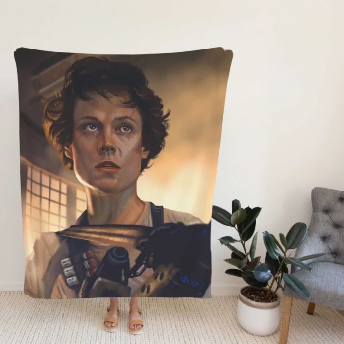 Aliens Movie Cas Ellen Ripley Sigourney Weaver Fleece Blanket