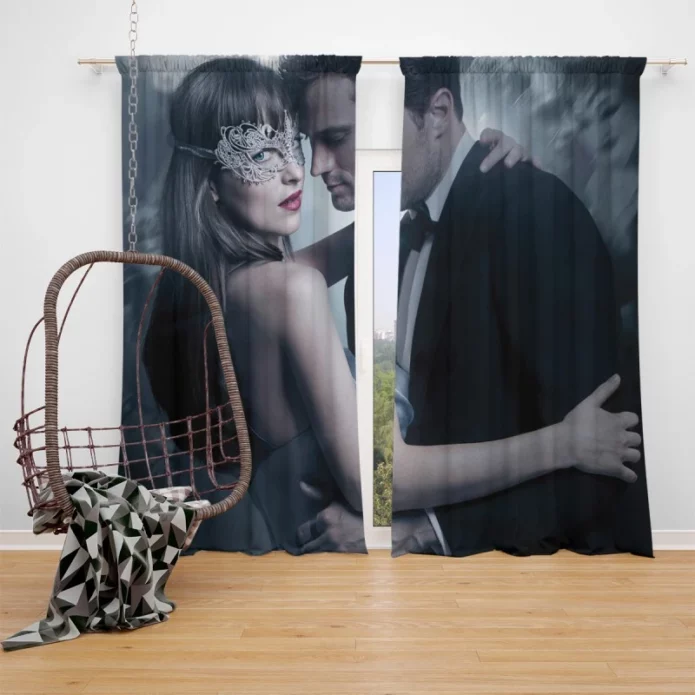 Anastasia and Christian Grey in Fifty Shades Darker Movie Window Curtain