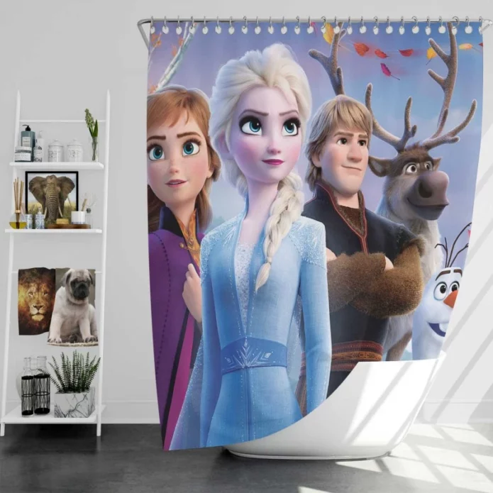 Anna Elsa Kristoff in Frozen 2 Disney Movie Bath Shower Curtain