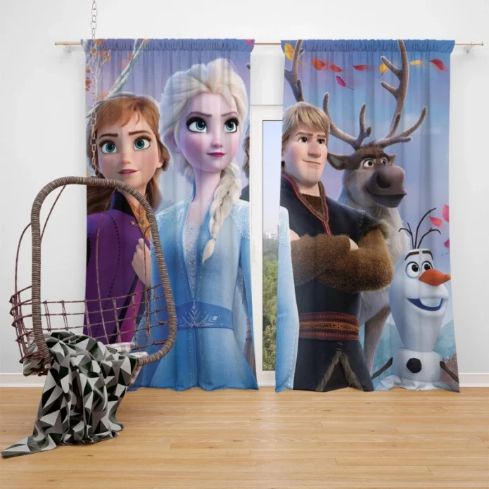 Anna Elsa Kristoff in Frozen 2 Disney Movie Window Curtain