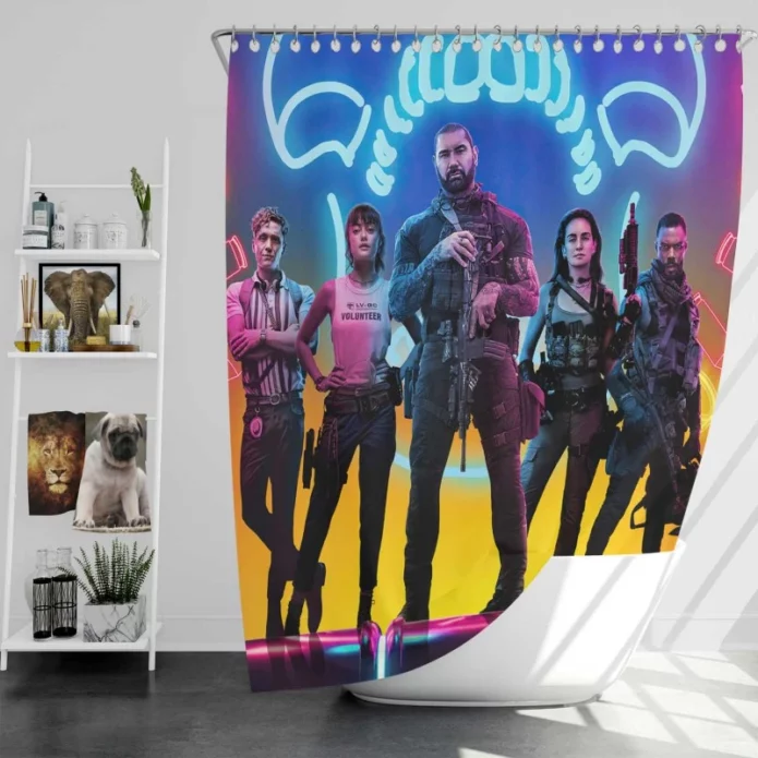 Army of the Dead Movie Dave Bautista Huma Qureshi Ella Purnell Bath Shower Curtain