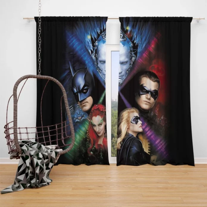 Batman & Robin in Justice League Movie Window Curtain