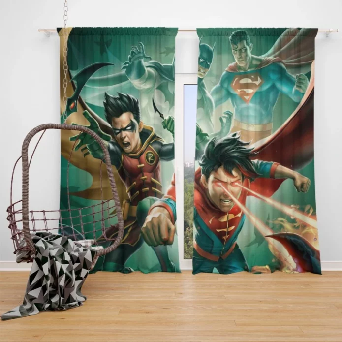 Batman and Superman Battle of the Super Sons Movie Window Curtain