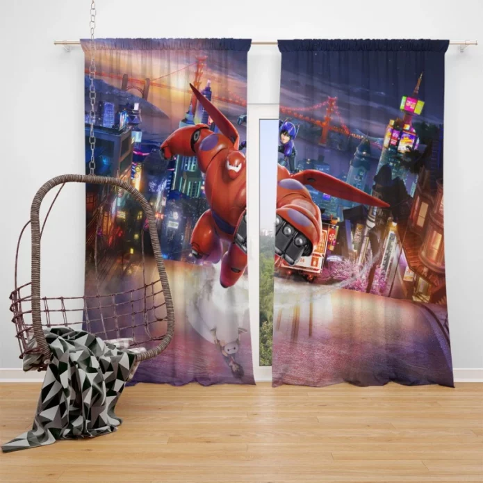 Big Hero 6 Movie Baymax Hiro Hamada Window Curtain